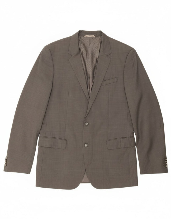 Męska marynarka Hugo Boss z długim rękawem, zapinana na 2 guziki, UK 42 XL, szara wełna