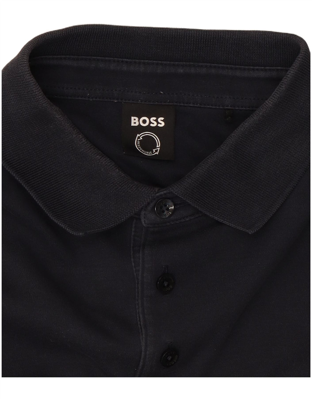 HUGO BOSS Mens Long Sleeve Polo Shirt Medium Navy Blue
