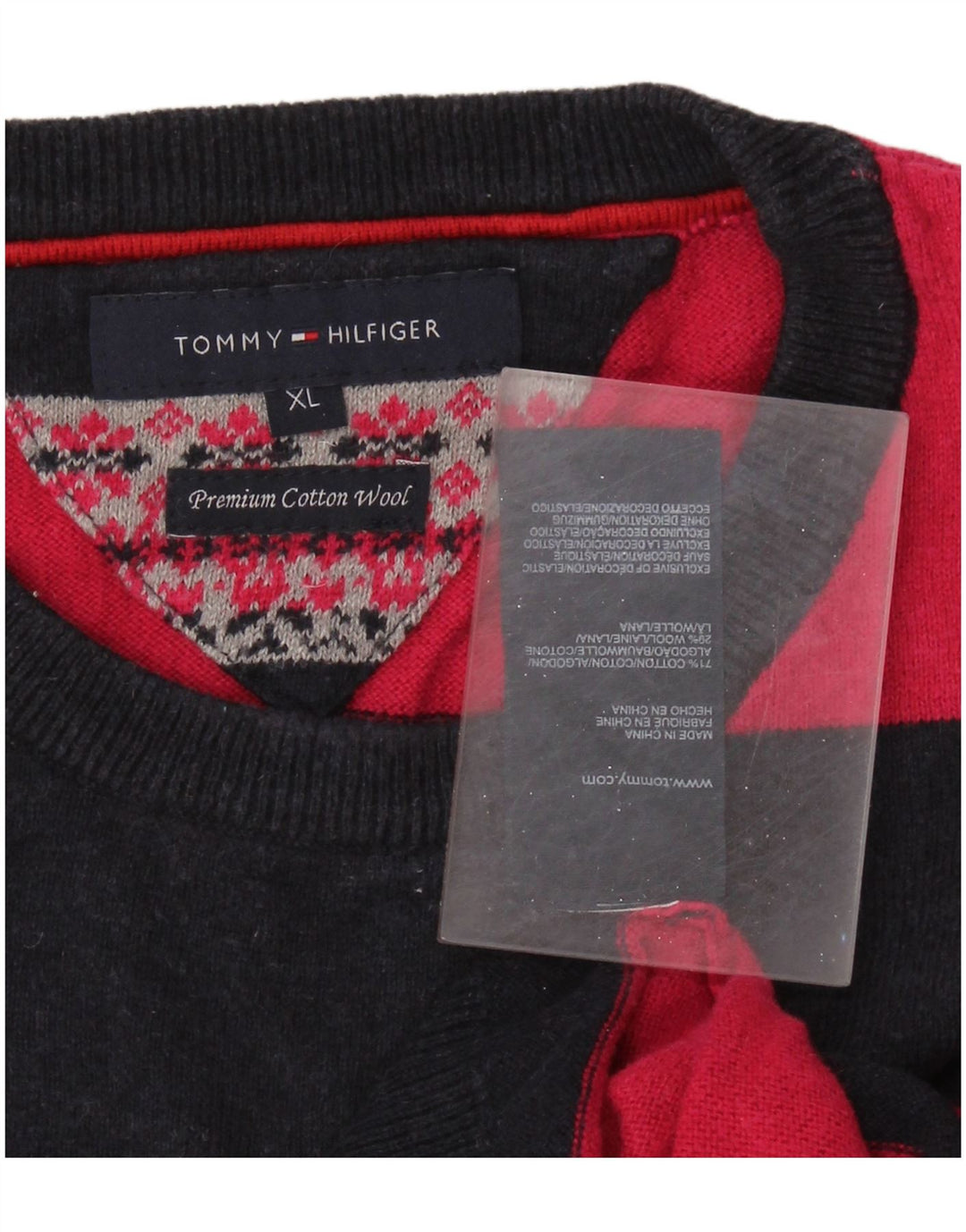 Damski sweter z okrągłym dekoltem TOMMY HILFIGER UK 18 XL w różowe paski