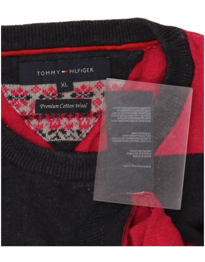Damski sweter z okrągłym dekoltem TOMMY HILFIGER UK 18 XL w różowe paski
