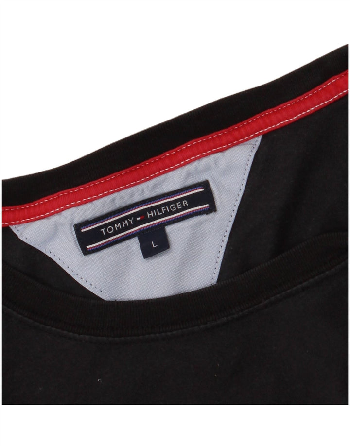 Męski T-shirt z grafiką Tommy Hilfiger, duży, czarny