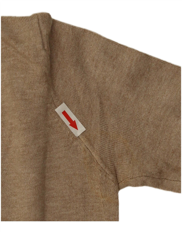 Sweter damski Zara z dekoltem w kształcie litery V, UK 10, mały, beżowy sztuczny jedwab
