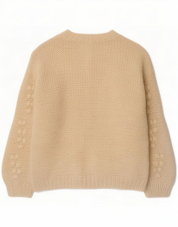 Vintage damski sweter kardigan UK 14 Medium Off White Nowość