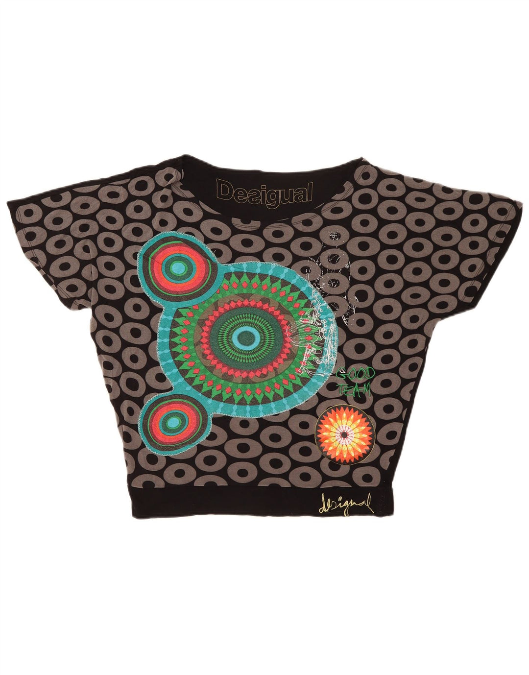 Damska bluzka z grafiką Desigual Top UK 14 Średnia czarna geometryczna wiskoza