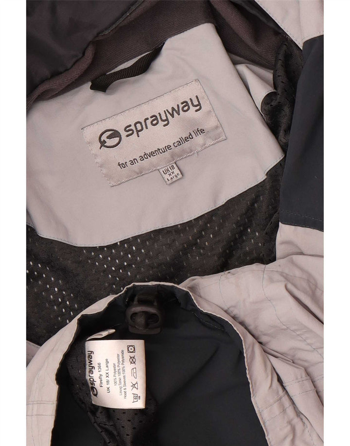 Damska kurtka przeciwdeszczowa z kapturem, oversize Sprayway UK 18 XL, szary, blok kolorów