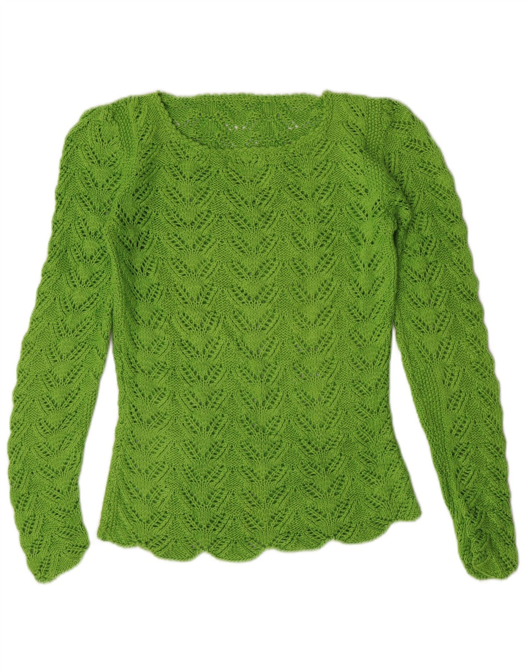 Sweter damski VINTAGE z dekoltem w łódkę UK 8 Small Green