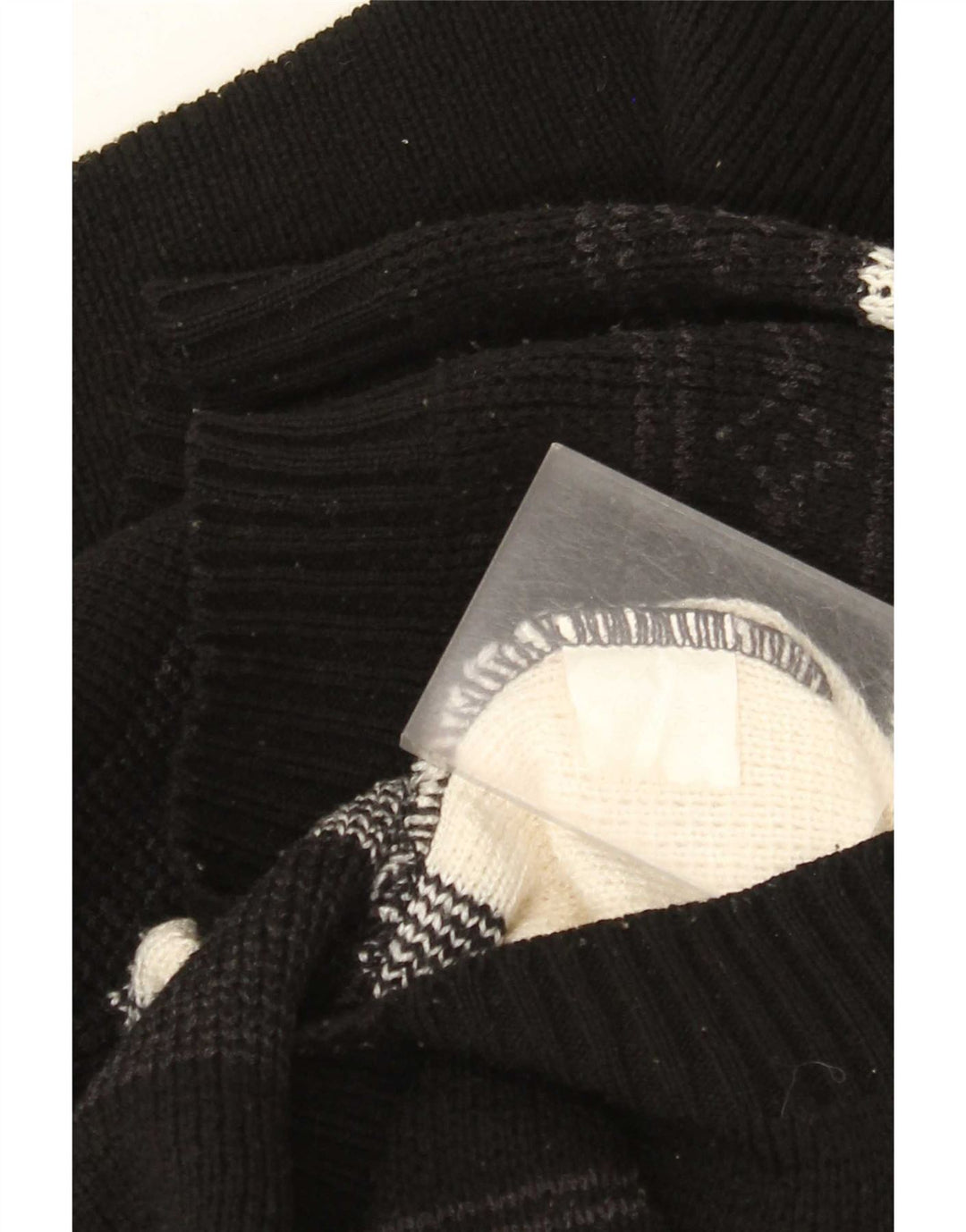 Męski sweter w stylu vintage z graficznym zamkiem błyskawicznym i dużym czarnym blokiem kolorów