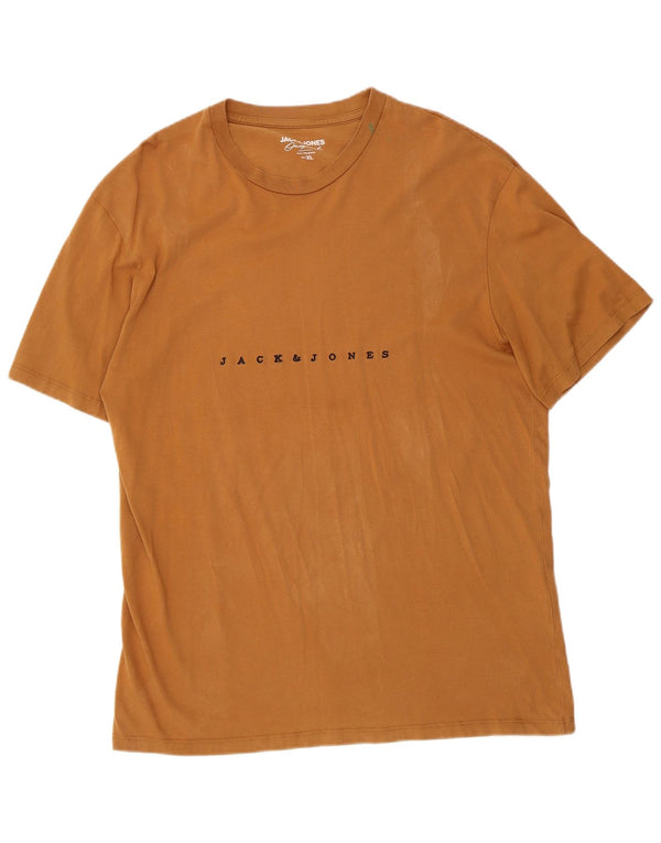 Męski T-shirt z grafiką Jack & Jones, rozmiar XL, brązowa bawełna