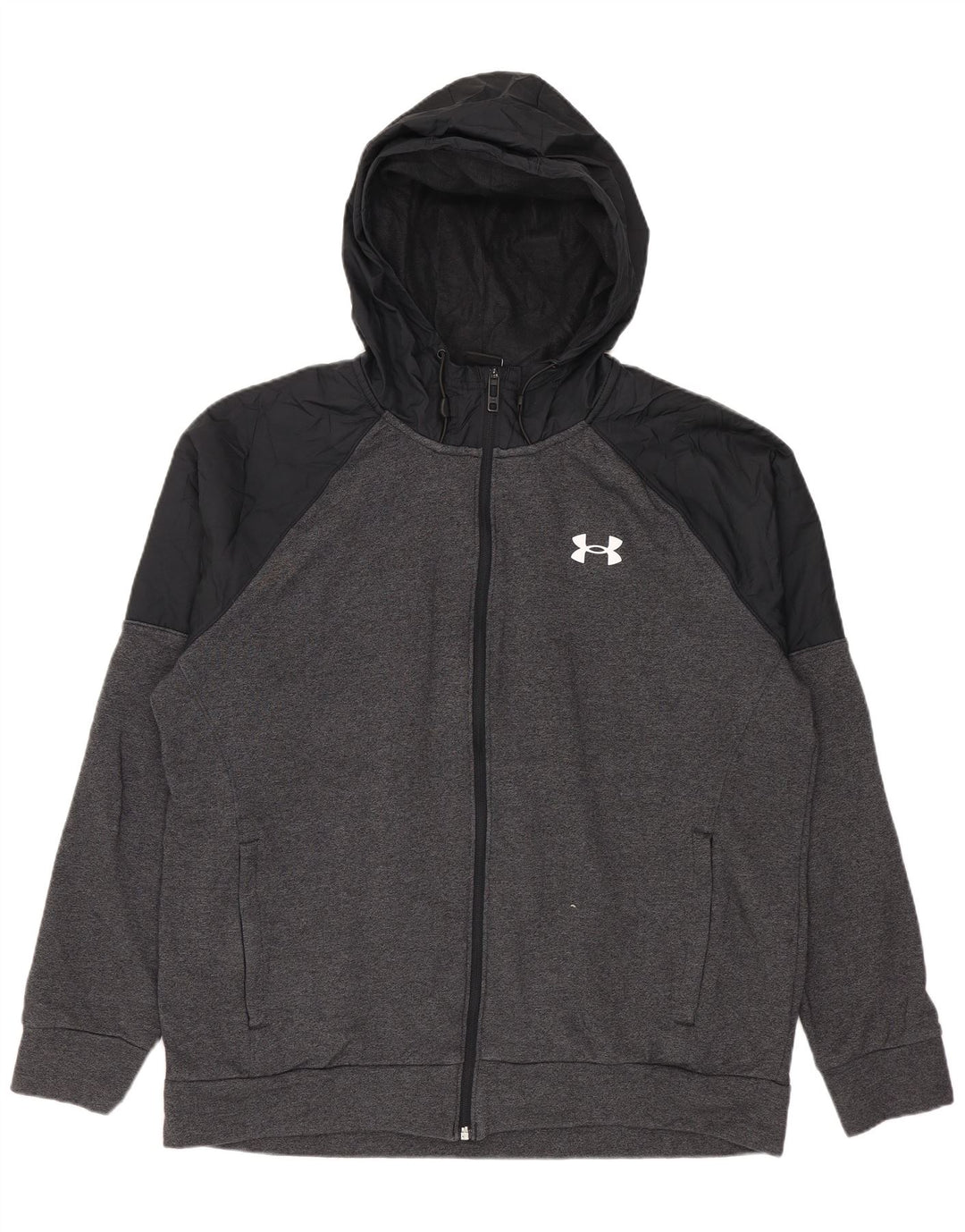 Męski sweter z kapturem i zamkiem Under Armour, duży, szary, bawełniany
