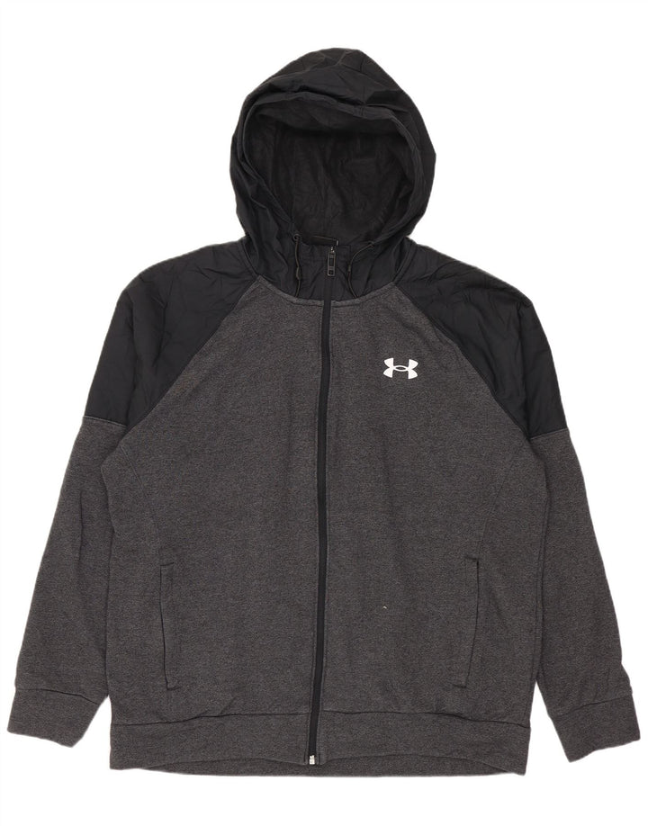 Męski sweter z kapturem i zamkiem Under Armour, duży, szary, bawełniany