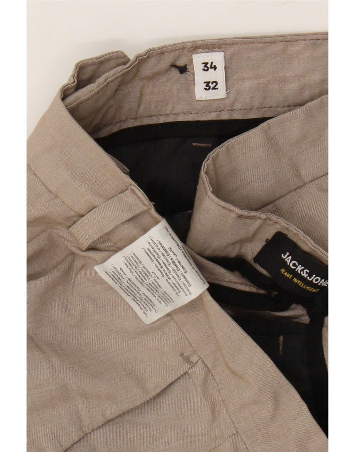Męskie zwężane spodnie chino Jack & Jones W34 L32 Beżowy poliester