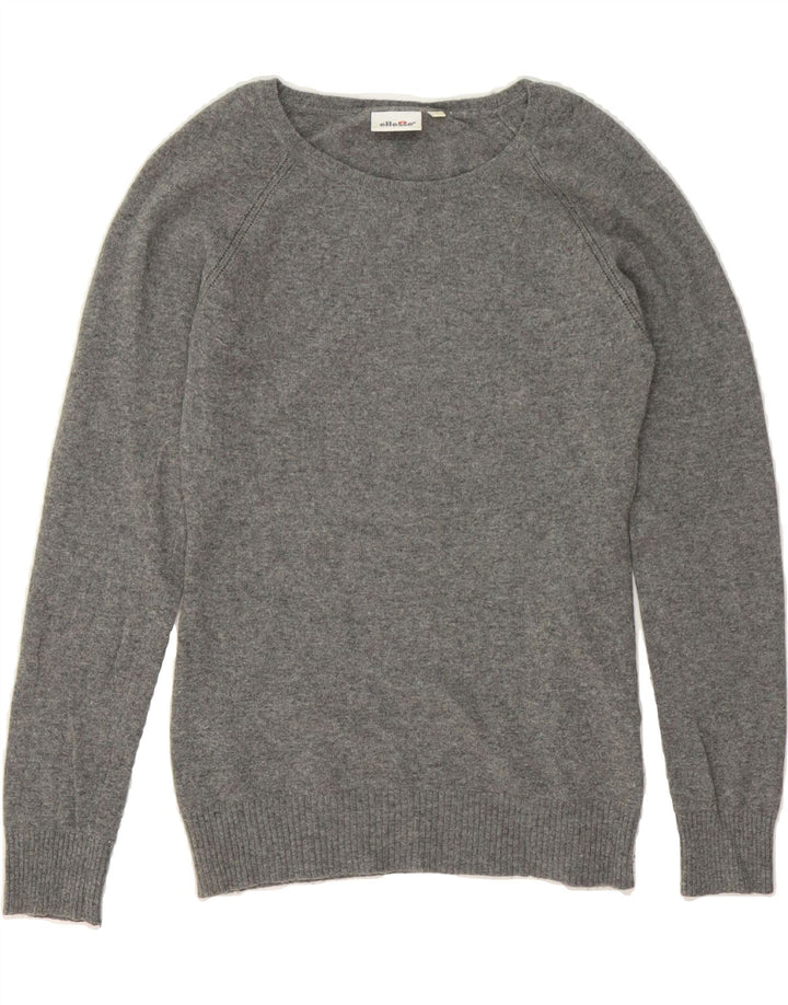 ELLESSE Womens Boat Neck Jumper Sweater UK 10 Small Grey Wool Vintage Ellesse and Second-Hand Ellesse from Messina Hembry 