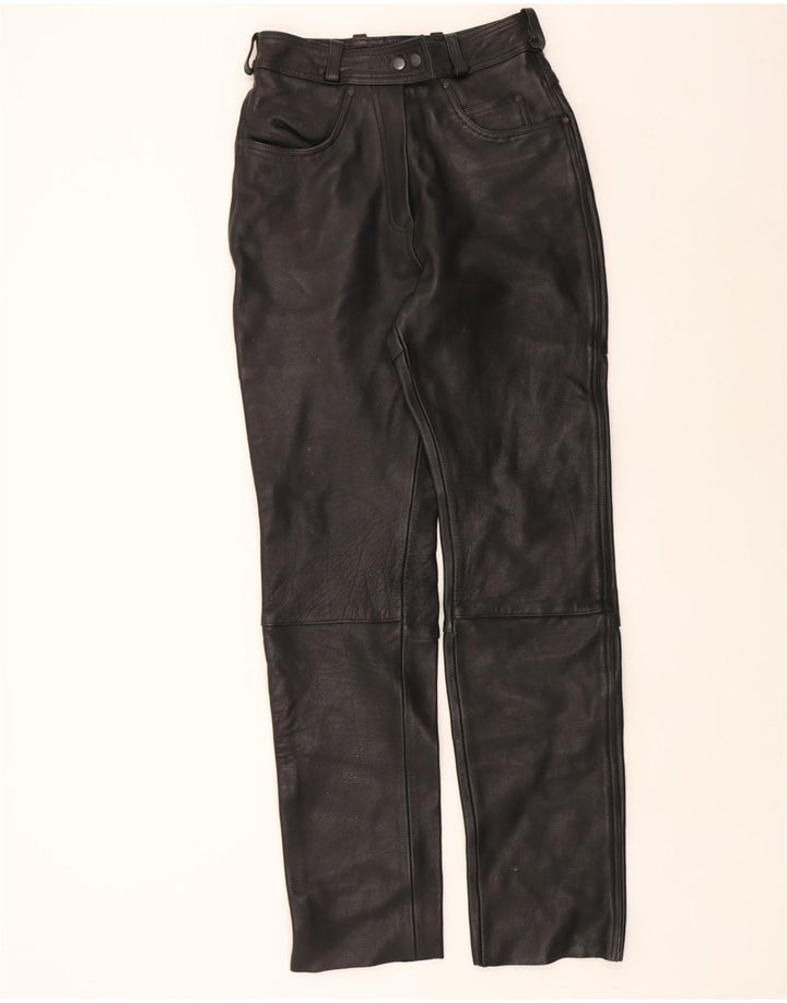 ARIZONA Womens Slim Leather Trousers W30 L33 Black Leather