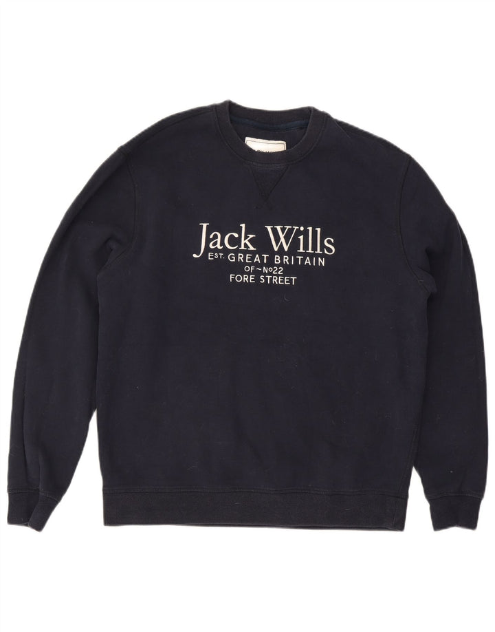 Męska bluza z grafiką Jack Wills, duża, granatowa, bawełniana