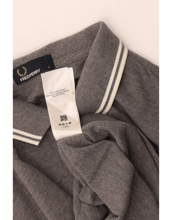 Męska koszulka polo Fred Perry, duża, szara, bawełniana w plamki