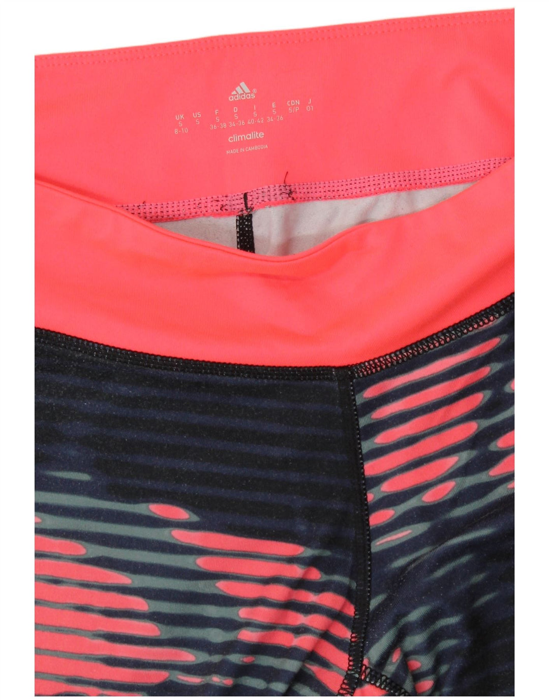 Damskie legginsy Adidas Crop UK 8/10 Małe niebieskie paski z poliestru