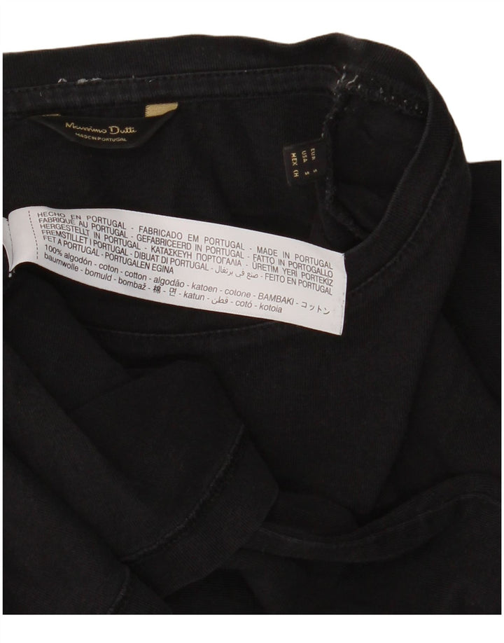 T-shirt męski Massimo Dutti, mały, czarny, bawełniany