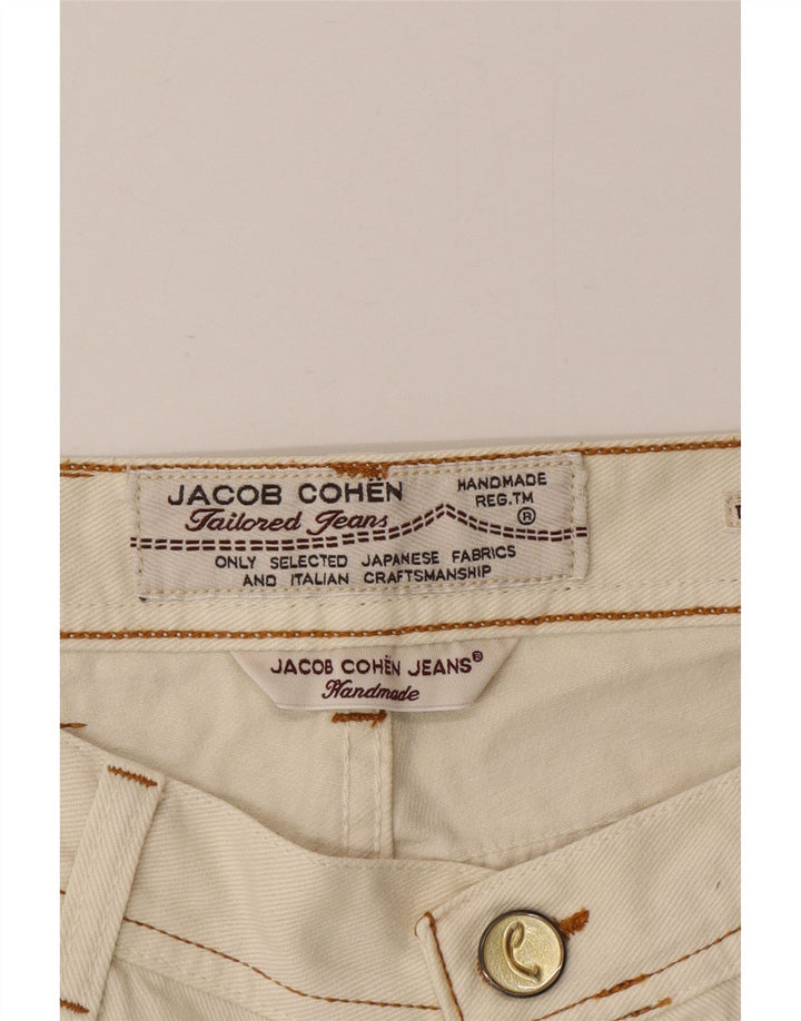 Jacob Cohen Męskie proste dżinsy W35 L34 Beżowa bawełna