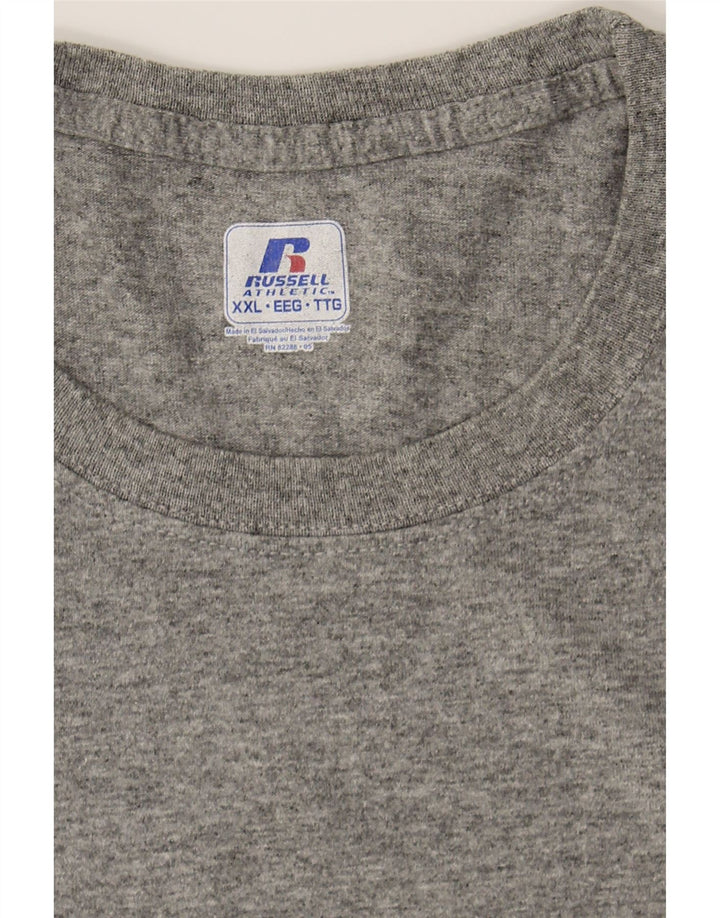 RUSSELL ATHLETIC Mens T-Shirt Top 2XL Grey Polyester Vintage Russell Athletic and Second-Hand Russell Athletic from Messina Hembry 