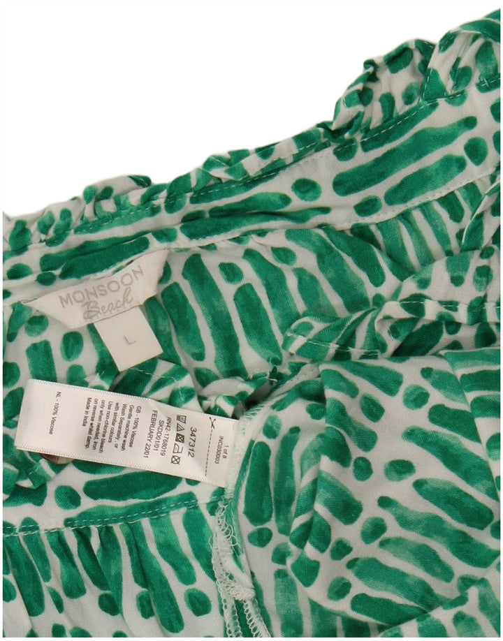 Damska bluzka oversize MONSOON o krótkim kroju, UK 16, duże, zielone paski