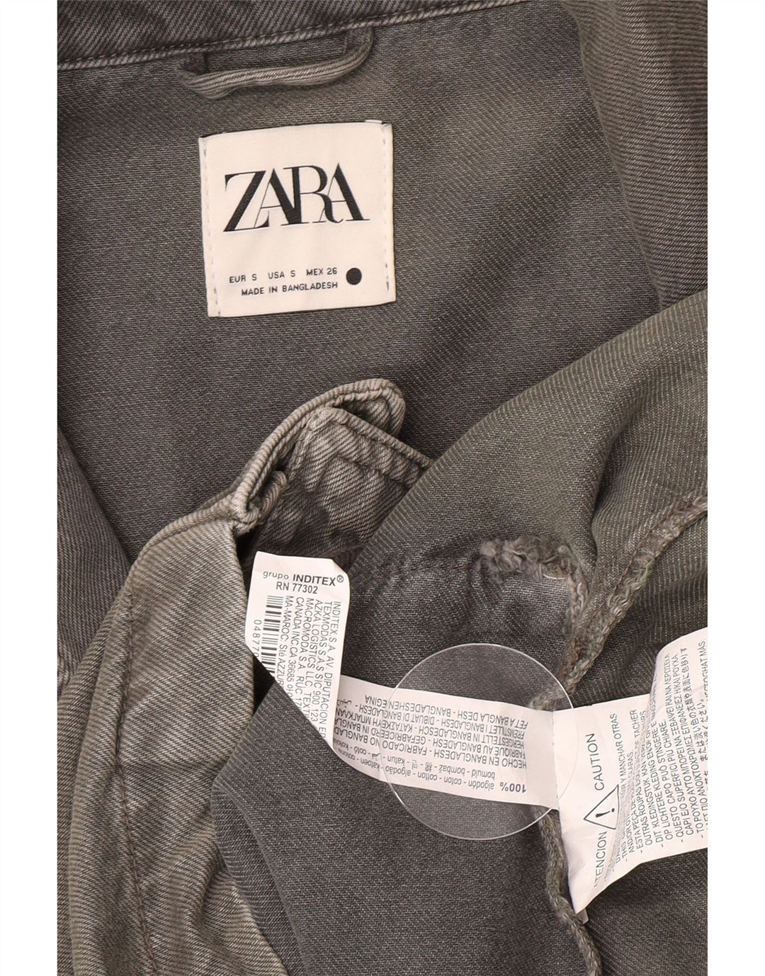 Damski płaszcz dżinsowy oversize Zara UK 10 Small, szary, bawełniany