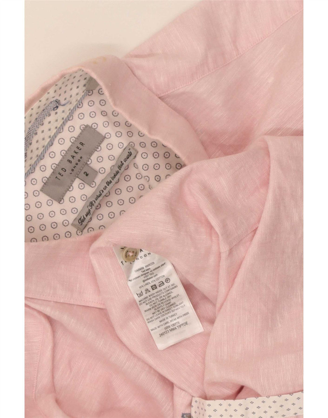 Koszula męska Ted Baker, rozmiar 2, mała, różowa, lniana