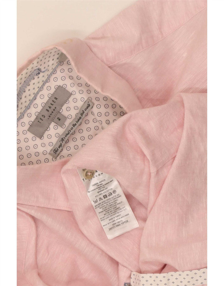 Koszula męska Ted Baker, rozmiar 2, mała, różowa, lniana