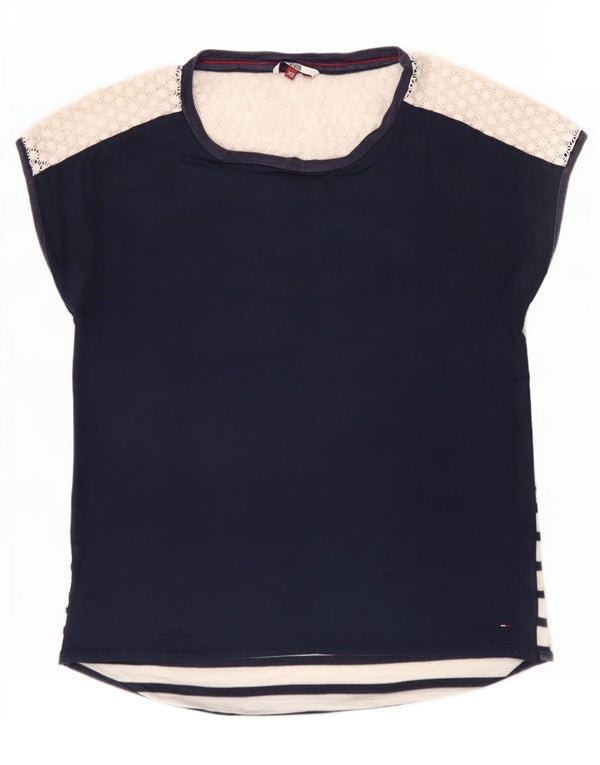 Bluzka damska Tommy Hilfiger Top UK 6 XS Granatowa wiskoza z blokami kolorów