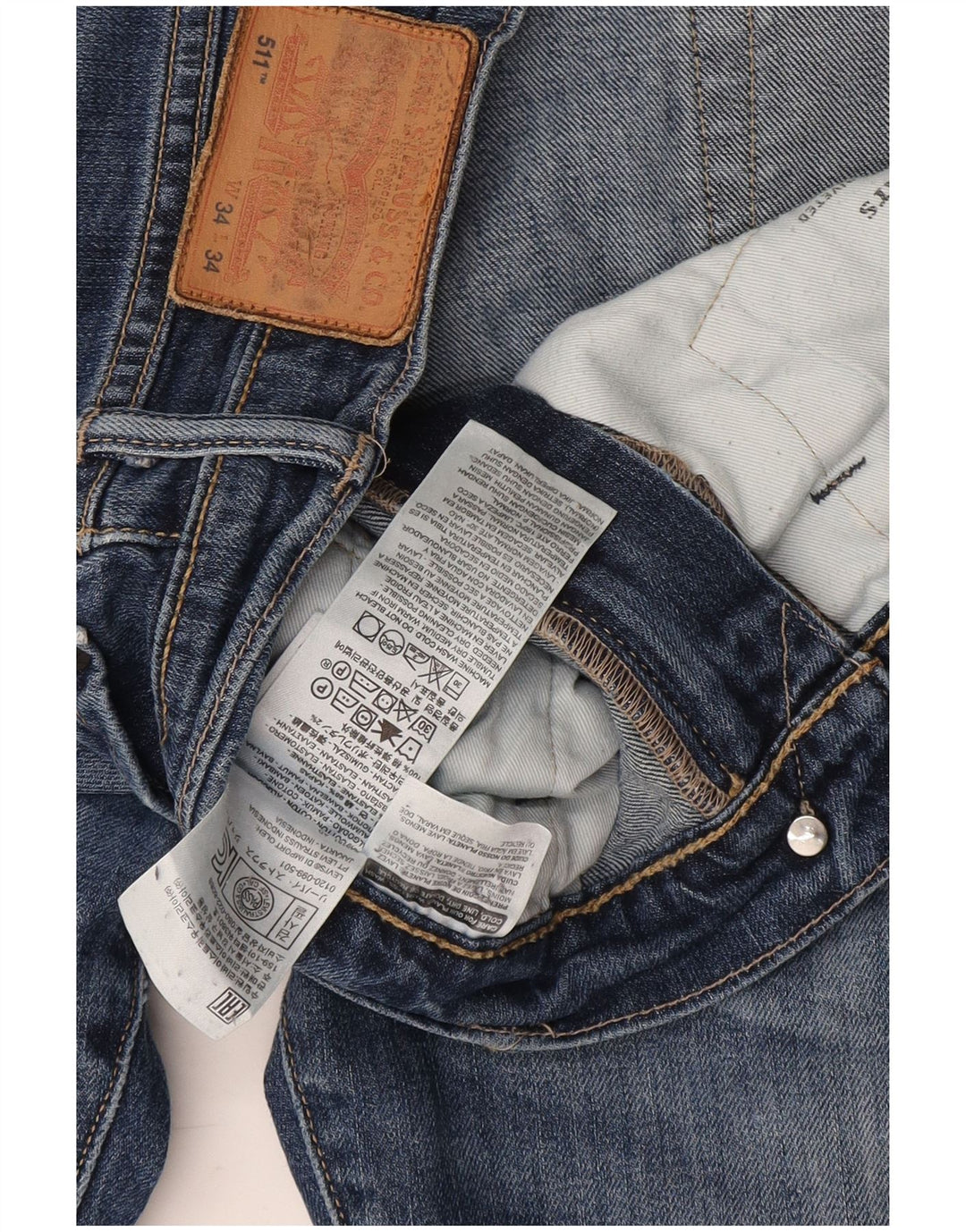 Męskie jeansy Levi's 511 Slim W34 L28 Niebieska bawełna
