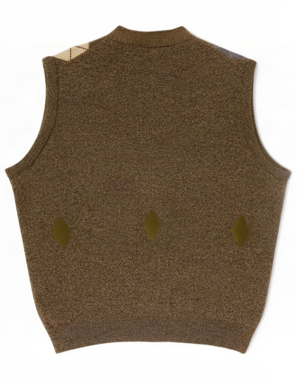 Męski sweter rozpinany bez rękawów Kerry Classics XL Khaki Argyle/Diament
