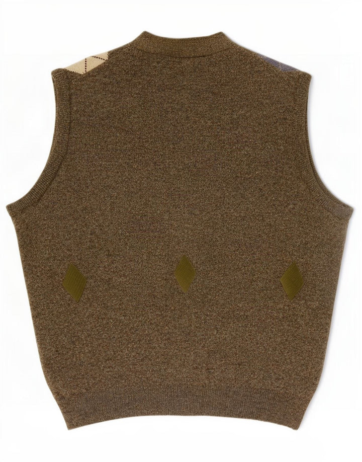 Męski sweter rozpinany bez rękawów Kerry Classics XL Khaki Argyle/Diament