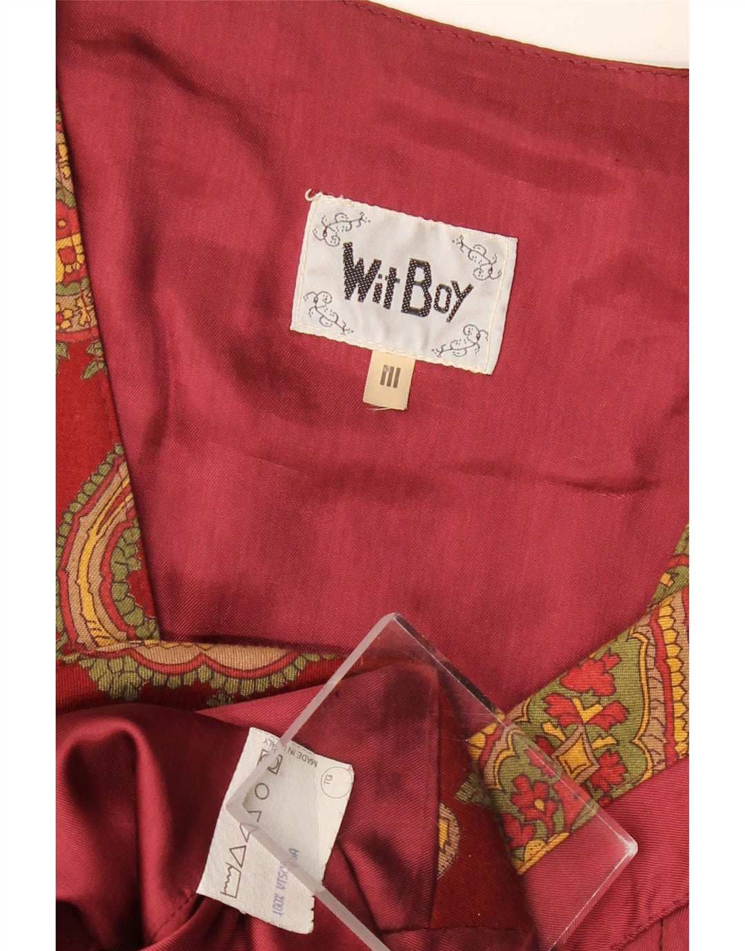 Kamizelka męska Wit Boy, średnia bordowa wiskoza Paisley