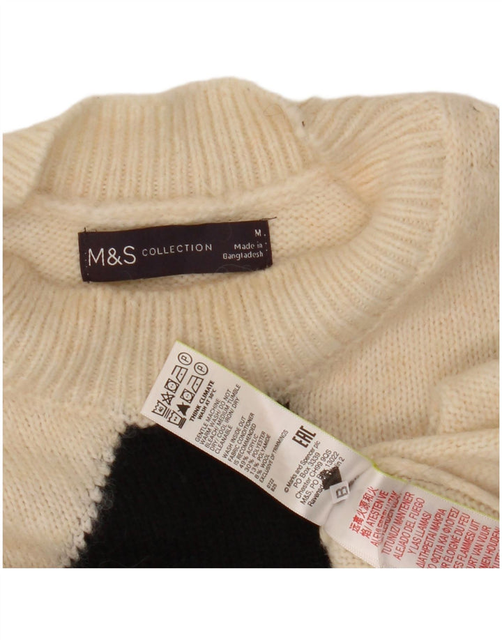 Sweter damski Marks & Spencer z okrągłym dekoltem, UK 14, średni biały