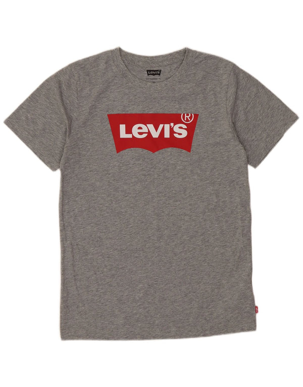 Chłopięcy T-shirt z grafiką Levi's, 15-16 lat, szara bawełna w plamki