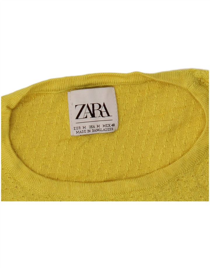 Sweter damski Zara z okrągłym dekoltem UK 12, średni żółty