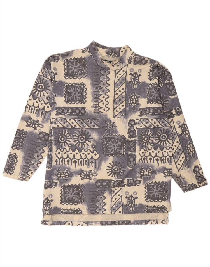 Bluza męska w stylu vintage, XL, niebieska, geometryczna, bawełniana