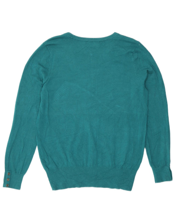 Marks & Spencer Womens V-Neck Jumper Sweater UK 16 Large  Turquoise Viscose