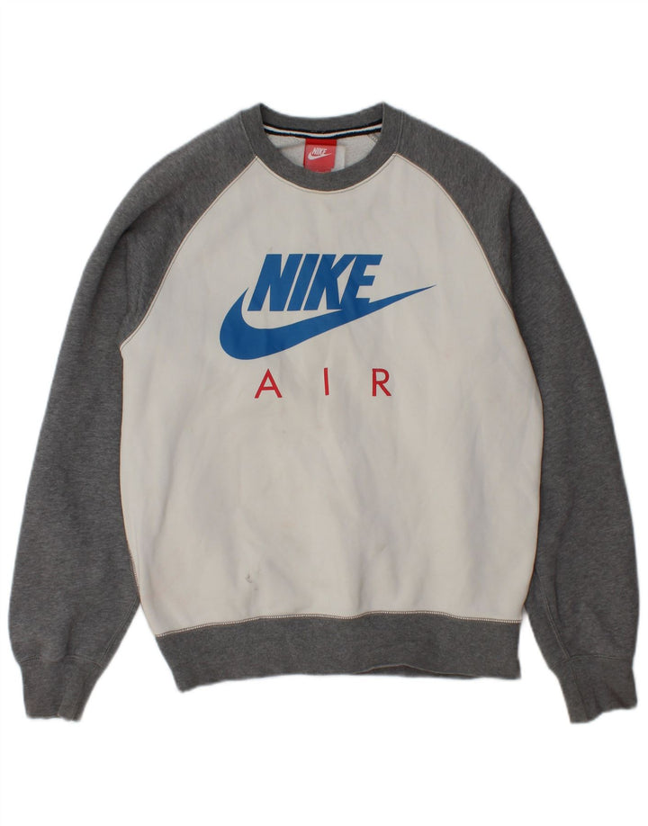 Męska bluza z grafiką Nike, mała, szara, bawełniana z blokami kolorów