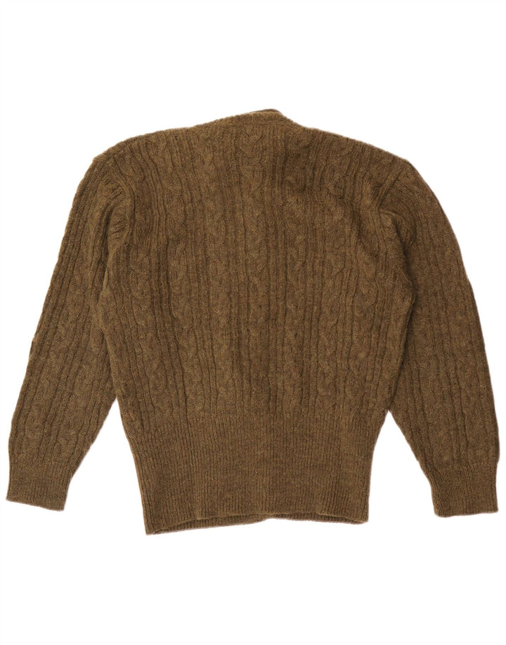 Weekendowy damski sweter rozpinany z podwójnymi piersiami UK 14, średni khaki