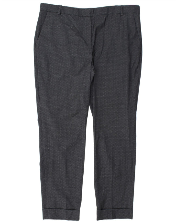 Damskie proste spodnie chino JIGSAW UK 14 duże W34 L28 szare w cętki