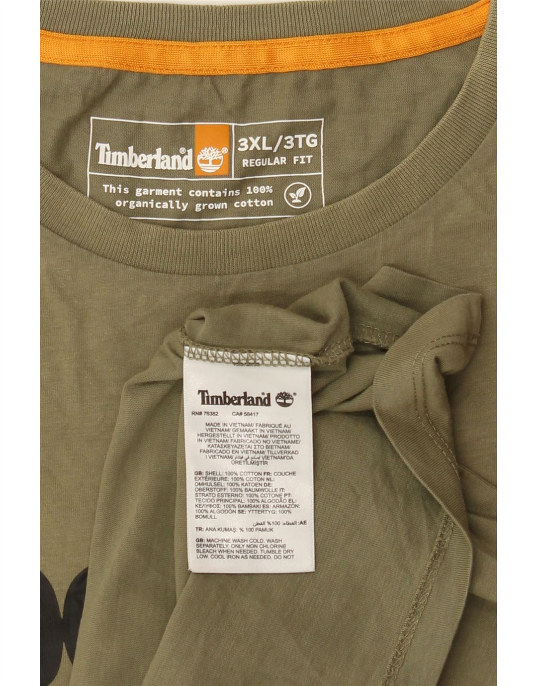 Męski T-shirt z grafiką TIMBERLAND o regularnym kroju, 3XL, bawełna khaki