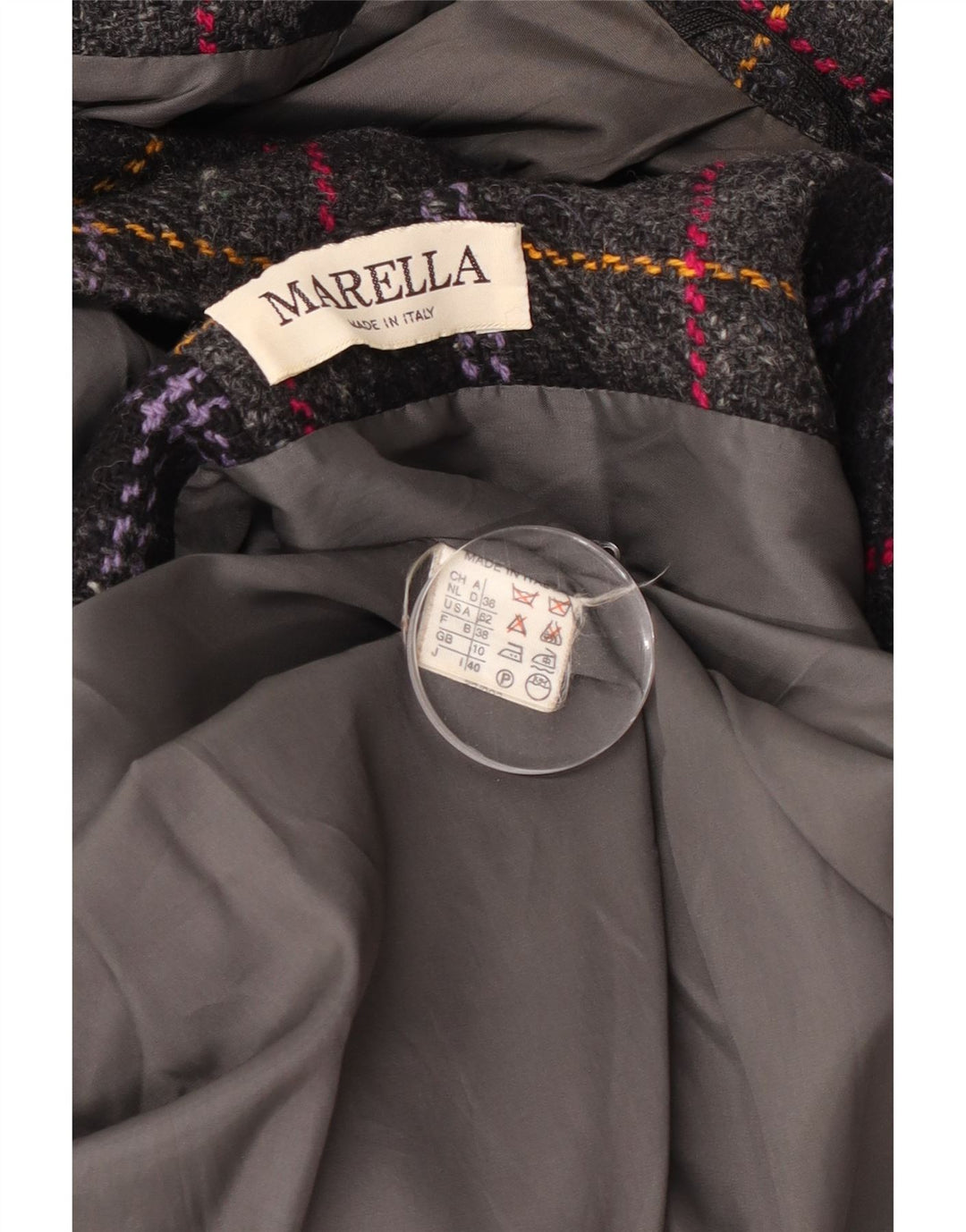 Marella Damski płaszcz oversize z podwójnymi piersiami UK 10 w małą szarą kratkę