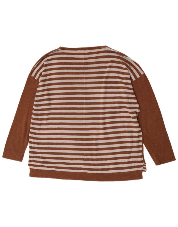 Damski sweter z dekoltem w łódkę White Stuff UK 20 2XL Brązowy, bawełniany w paski