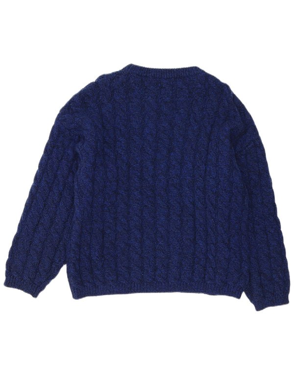 Męski sweter z dekoltem w łódkę Benetton IT 50 Średni granatowy z dziewiczej wełny