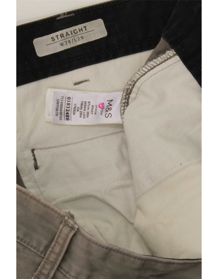 Marks & Spencer Męskie proste spodnie chino W38 L29 Szara bawełna