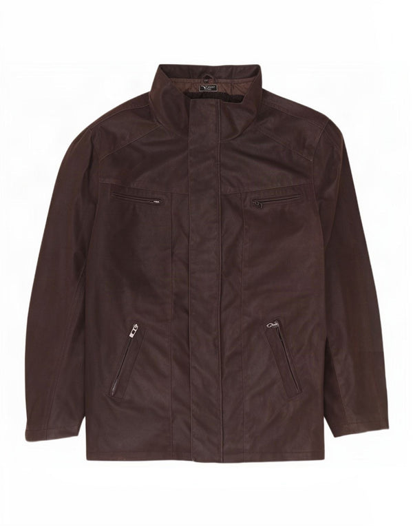 Rino & Pelle Mens Faux Leather Jacket IT 52 XL Brown Polyester