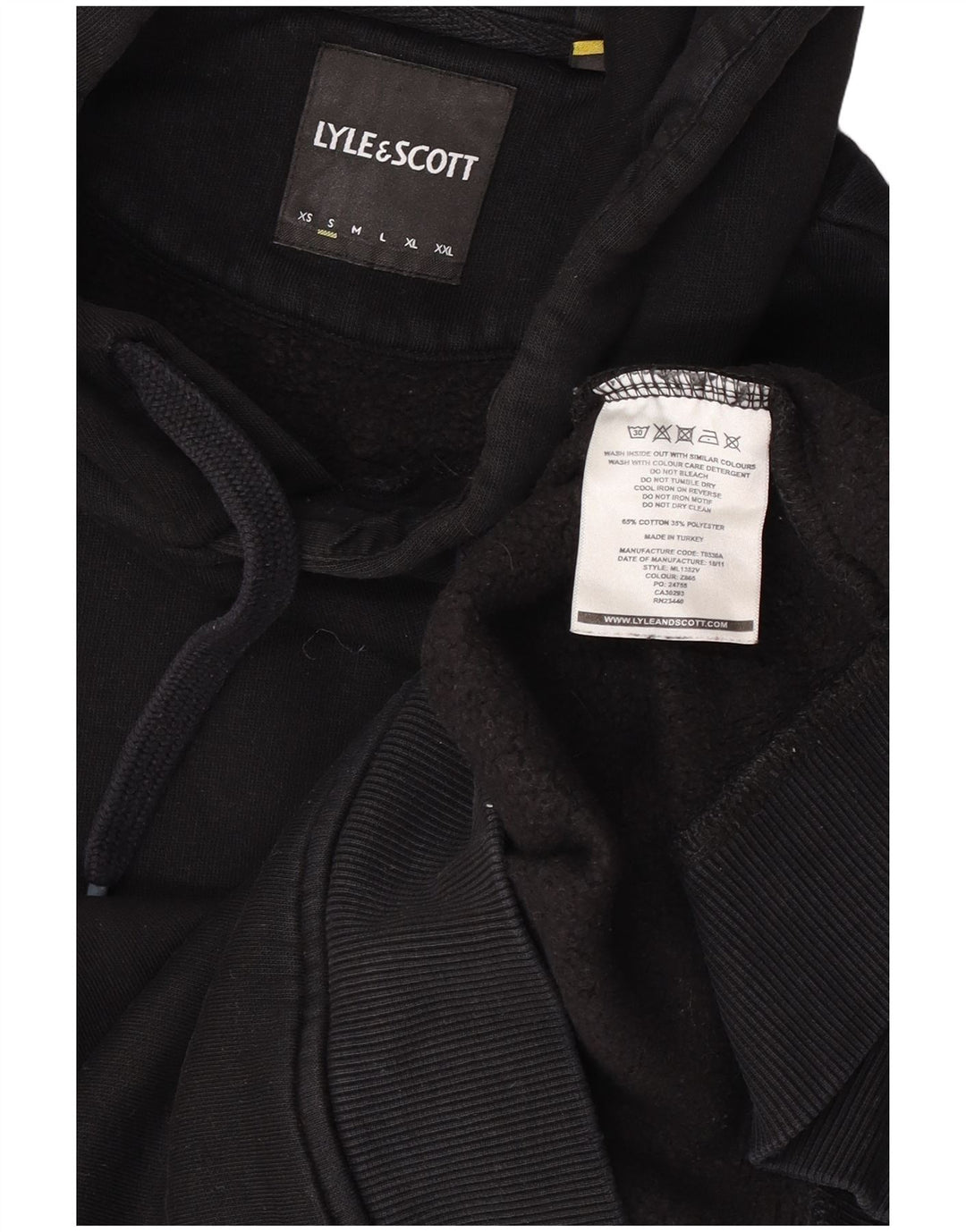 Męski sweter z kapturem Lyle & Scott, mały, czarny, bawełniany