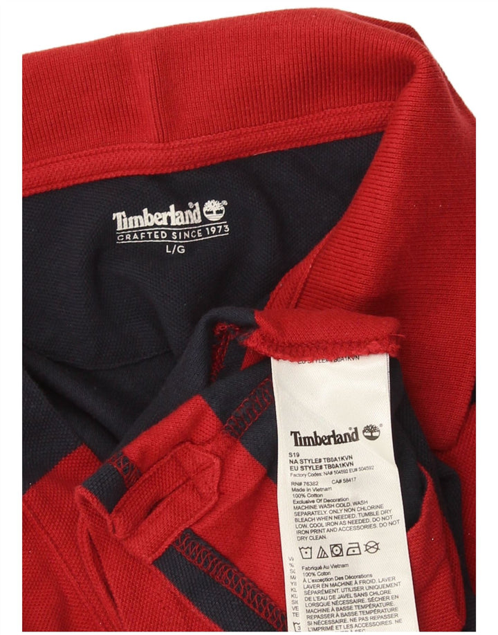 Męska koszulka polo Timberland, duża, bawełniana w czerwone paski