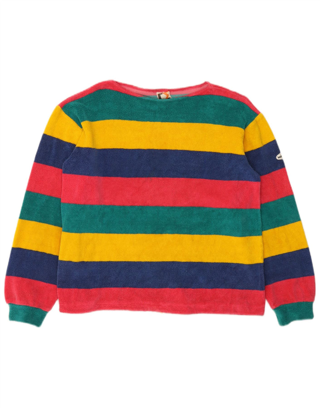 Damski sweter polarowy w stylu vintage IT 44 Średni, wielobarwny, bawełniany w paski