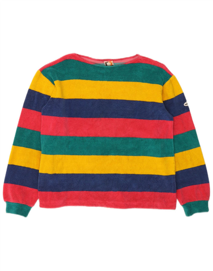 Damski sweter polarowy w stylu vintage IT 44 Średni, wielobarwny, bawełniany w paski